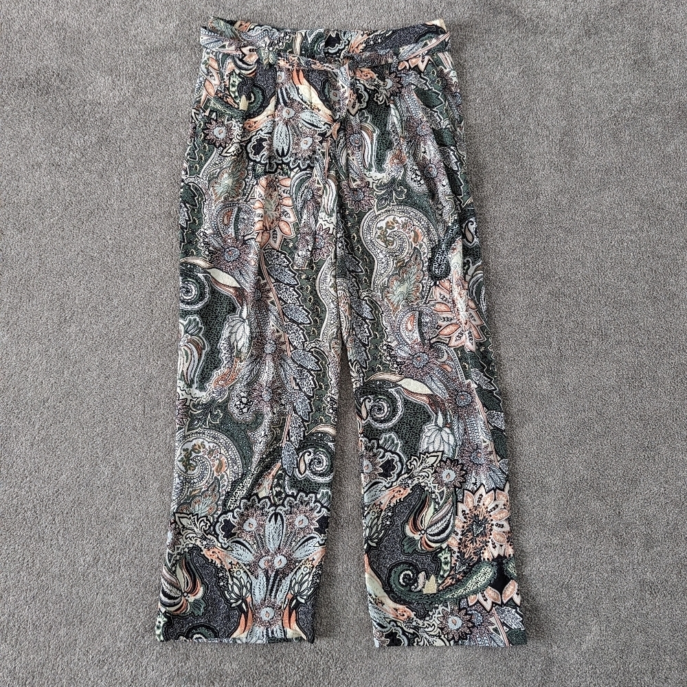 Zara Basic Paisley Print Trousers, Women's Medium - Elegantly Versatile